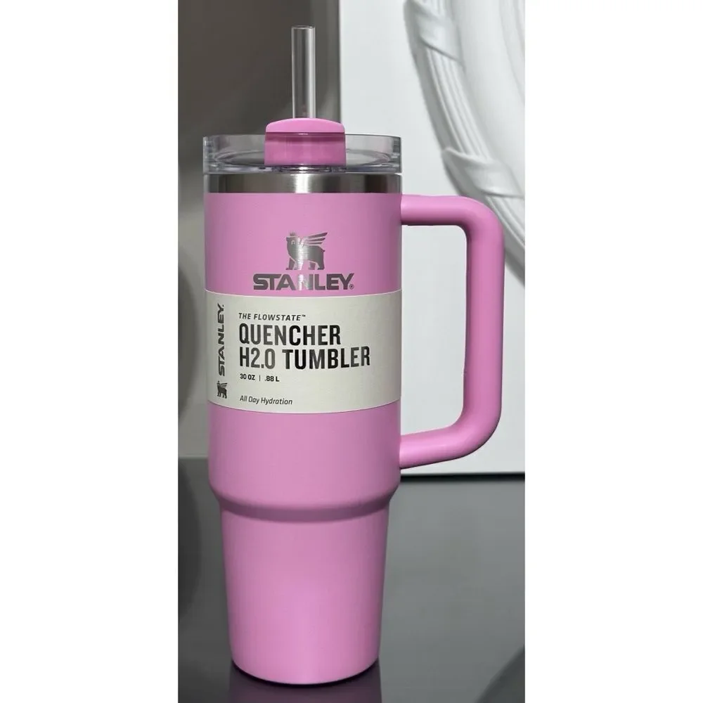 SET OF 2- Stanley Quencher H2.0 FlowState Tumblers 30oz, PURPLE/ SIZZLING PINK‎ - Picture 3 of 6
